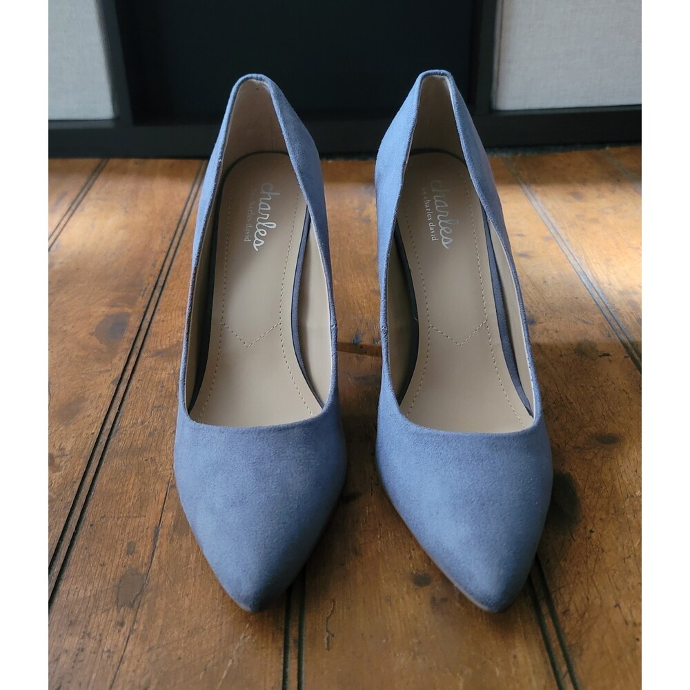 Charles by Charles David Pointed-Toe Frosted Blue Pact Pump Heel- Size 9.5 - Picture 3 of 7